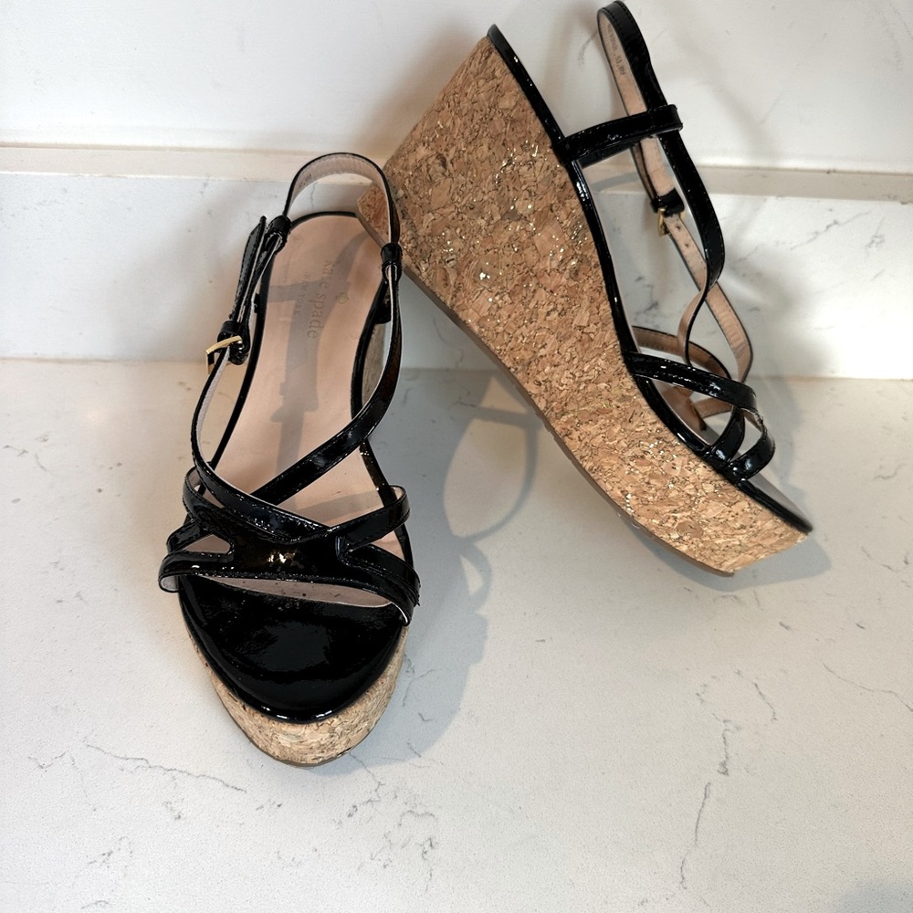 Kate Spade Talanse Strappy‎ Patent Wedge, US 6 - Picture 2 of 6